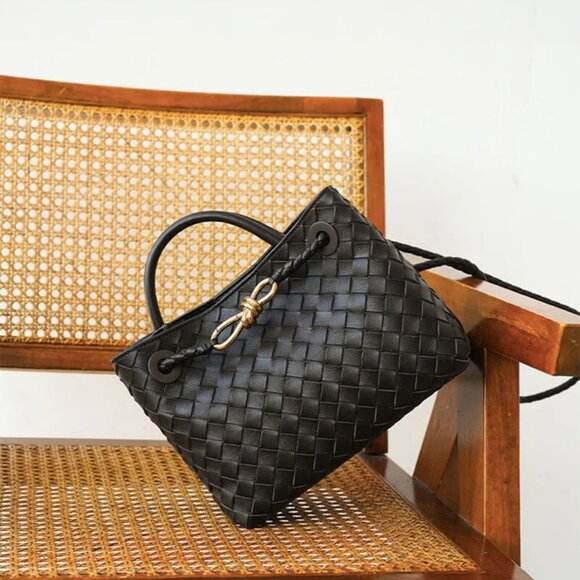 Handbags - Woven Sheepskin Leather Bow Shoulder / Crossbody Bag